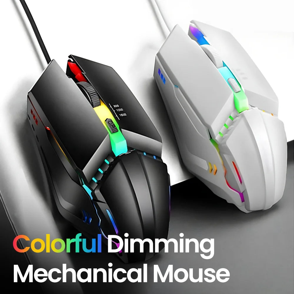 Ενσύρματο RGB Gaming Ποντίκι USB με Οπίσθιο Φωτισμό, Αθόρυβη Λειτουργία, LED Φωτισμό, 1600DPI, για Desktop PC, Notebook, Υπολογιστή, Σπίτι και Γραφείο