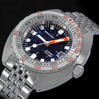 SEESTERN Men Diving Watch Automatic Luminous Date Waterproof Turn Bracelet Wristwatches Retro SUB300T Mechanical Sapphire Glass