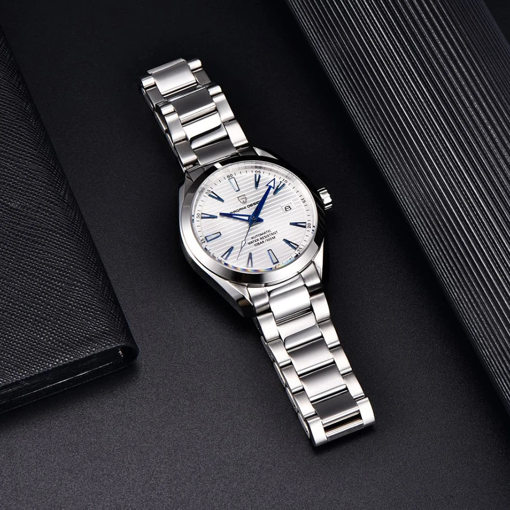 Reloj de lujo para hombre PAGANI DESIGN – Modelo automático mecánico (calibre 8215), de acero inoxidable, hermético, con indicador de fecha y agujas luminiscentes