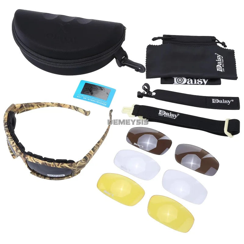 Polarized Tactical Glasses 4 Lens Kit Outdoor Hiking Cycling Fishing UV400 Sunglasses Hunting Shooting Airsoft Paintball Goggles