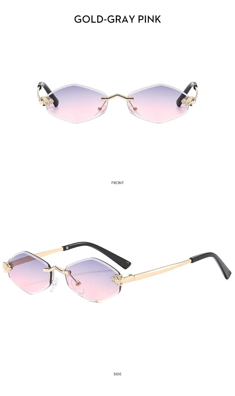 Frameless Rhombus Personalized Women's Sunglasses,Elegant And Versatile Classic Sunglasses Luxury And High-End Sunglasses UV400.