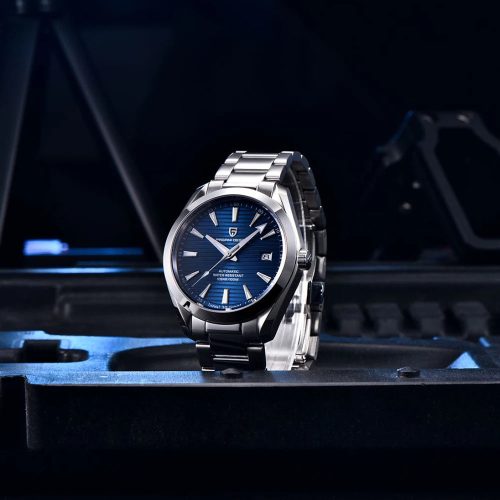 Reloj de lujo para hombre PAGANI DESIGN – Modelo automático mecánico (calibre 8215), de acero inoxidable, hermético, con indicador de fecha y agujas luminiscentes