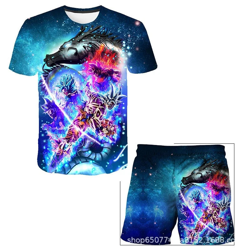 Dragon Ball T-shirt Children's Set Anime Character Wukong Super Sailor Set Boys' T-shirt Children's Summer Set