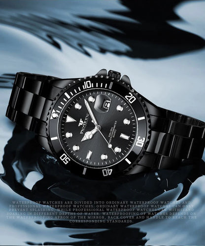 BINBOND FNGEEN Son Brand quartz wristwatch for men, with a stainless steel strap, luminous and water-resistant, luxury.