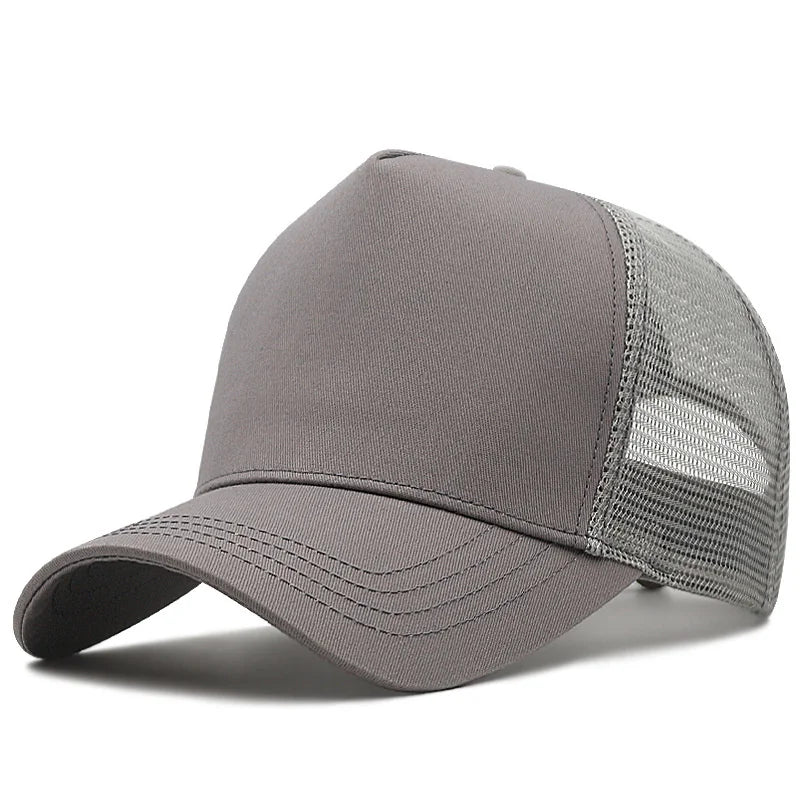 Felnőtt nyári pamut trucker sapka, női hálós napellenző sapka, nagy méretű sapka, férfi plusz méretű baseball sapka, 55–60 cm, 60–65 cm