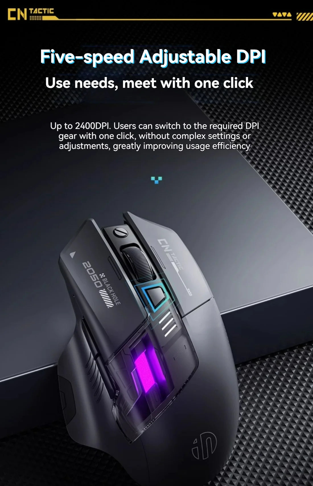 Inphic A9 Explorer V2 Three-mode Gaming Mouse Indicator DPI Adjustable Macro-driver Ergonomics 12000DPI 1000Hz rate of return
