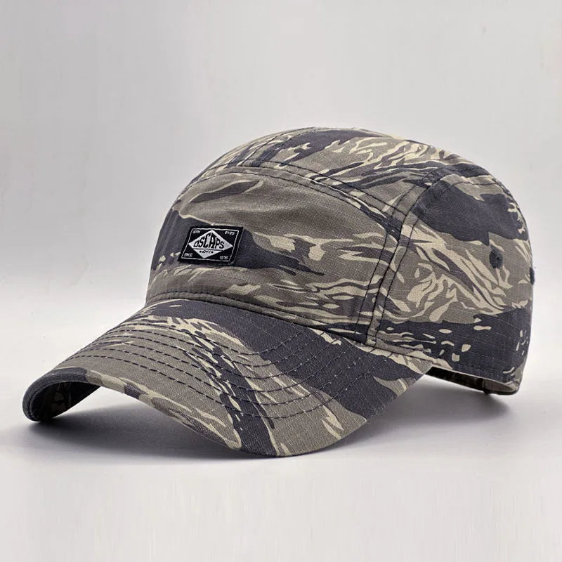 Arbejdstøj-inspireret camouflage-baseballkasket med kort skygge til mænd og kvinder, trendy unisex-solhat til udendørs brug