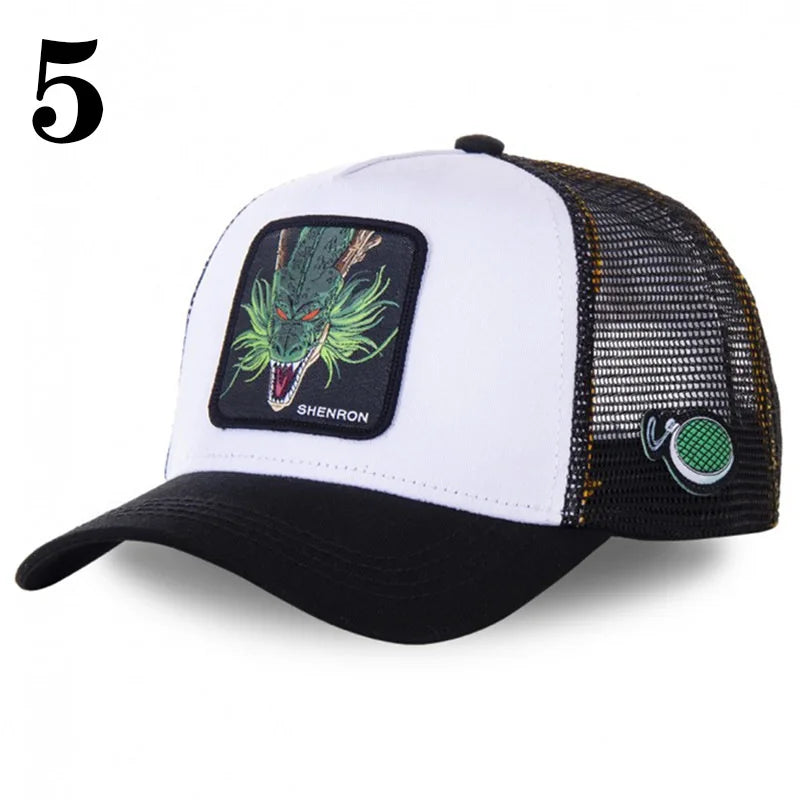 Casquette de baseball imprimée à l'effigie d'un personnage de l'anime Dragon Ball pour hommes et femmes – Casquette hip-hop – Casquette en maille pour camionneur – Protection solaire d'été pour les activités en plein air