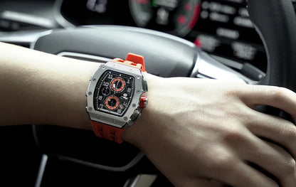 Reloj TSAR BOMBA para hombre, marca de lujo, diseño tonneau, impermeable, de acero inoxidable, reloj de pulsera de moda rectangular para hombre