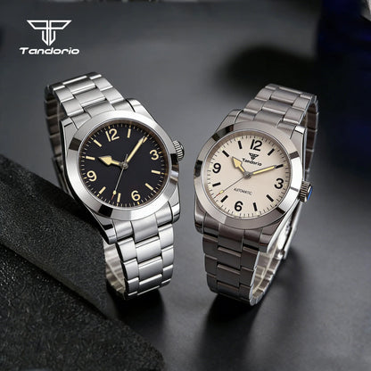 Tandorio Mechanical Automatic 36mm/39mm Explorer Style Watch Sapphire Glass Miyota8215 or PT5000 Men's Wristwatch Glide Clasp