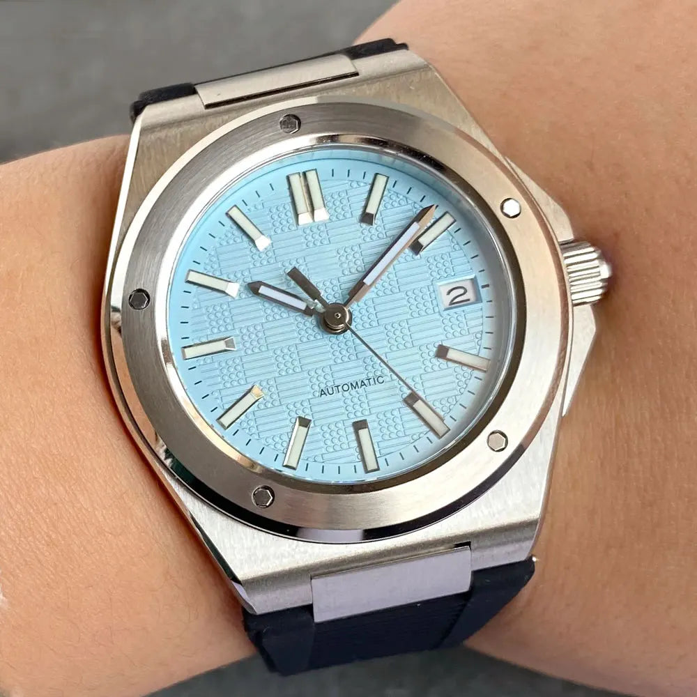 Tandorio Neue schwarze luxuriöse Business-Herrenuhr im Engineer-Stil, mechanisch, Saphirglas, 100m wasserdicht, NH35A Automatikuhren