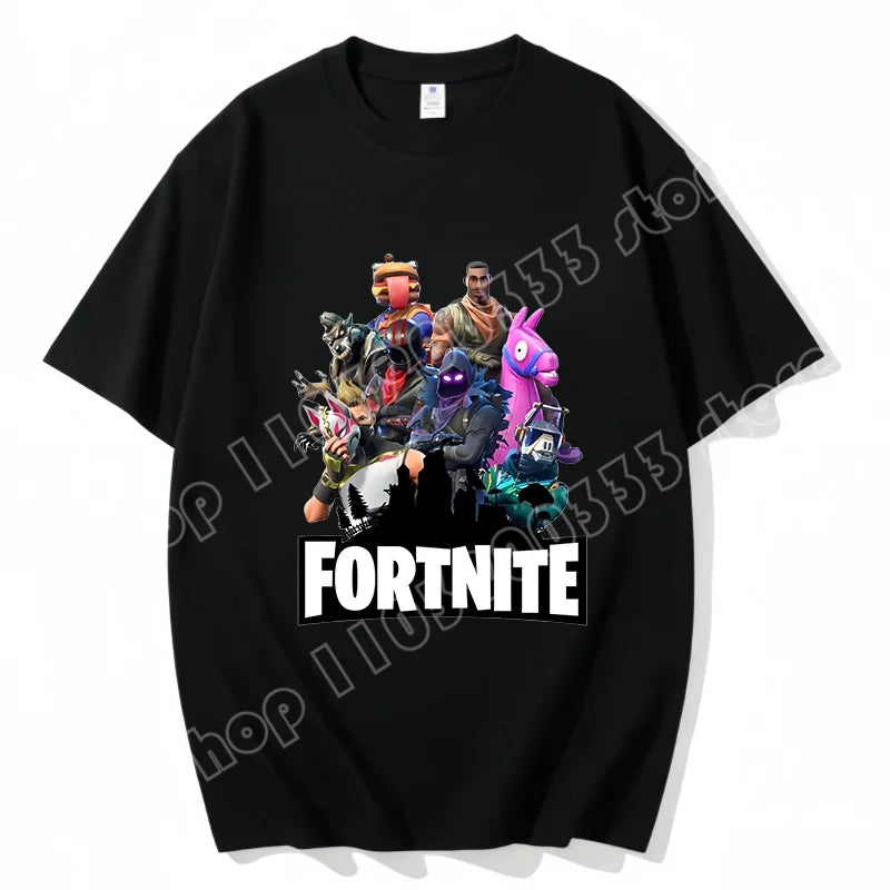 Fortnite Rundhals-T-Shirt für Erwachsene, unisex, Gaming-Dance-Mode, neu, aus reiner Baumwolle, kurzärmeliges Oberteil, perfekt für Freizeit und Urlaub
