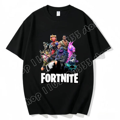 Fortnite Rundhals-T-Shirt für Erwachsene, unisex, Gaming-Dance-Mode, neu, aus reiner Baumwolle, kurzärmeliges Oberteil, perfekt für Freizeit und Urlaub