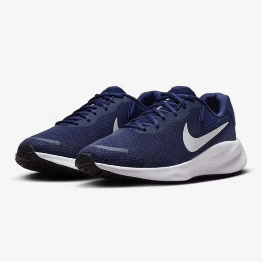 Nuove scarpe da running outdoor da uomo Nike, resistenti e ammortizzanti, Revolution 7, con design in mesh leggero e confortevole, ideali per allenamento e fitness, in tonalità blu scuro, semplici e versatili C