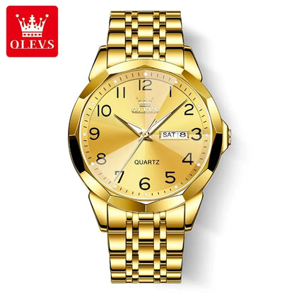 OLEVS 9970 Men’s Watch – Stylish model with digital dial, date and day display, water-resistant, luminescent, quartz – Original luxury watch