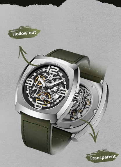 2025 Seagull Men's Mechanical Watches 44MM Skeleton Dial Luxury Man Wristwatch Sapphire Stainless Steel Waterproof Clock 6167