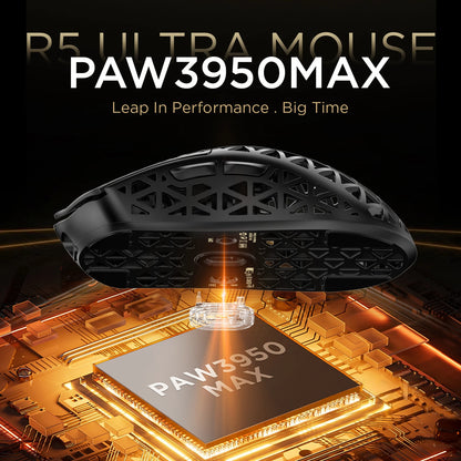 Mouse de gaming wireless ATTACK SHARK R5 Ultra Carbon Fiber, senzor de gaming PixArt PAW3950MAX, 42000DPI, 8000Hz, MCU Nordic 52840
