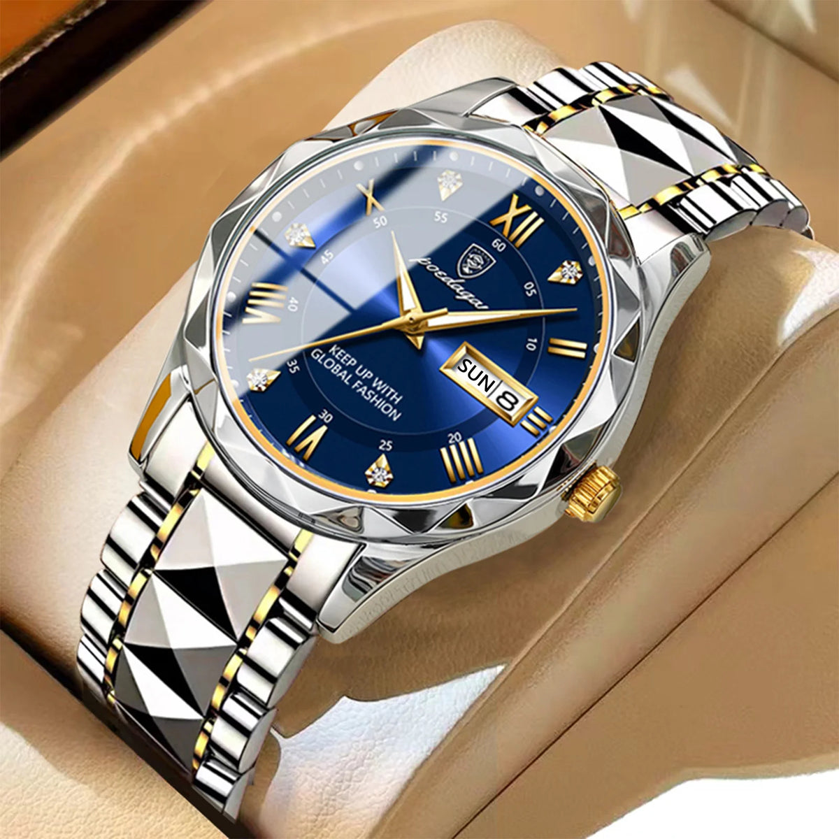Montre homme POEDAGAR Business Luxury, étanche, en acier inoxydable, lumineuse, avec date et jour de la semaine, style sport, à quartz.