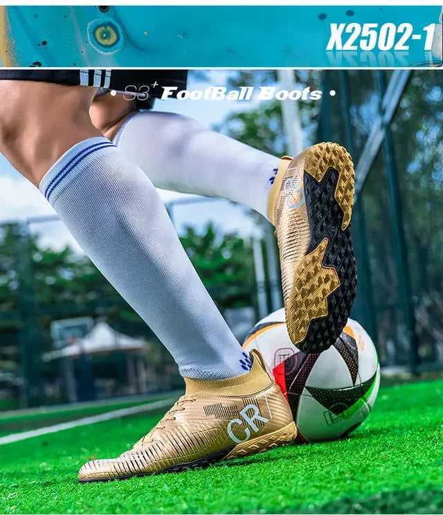Ghete de fotbal pentru copii cu vârf anti-coliziune, închidere cu șireturi, crampoane scurte antiderapante, rezistente la uzură și respirabile, pentru joc pe iarbă în aer liber
