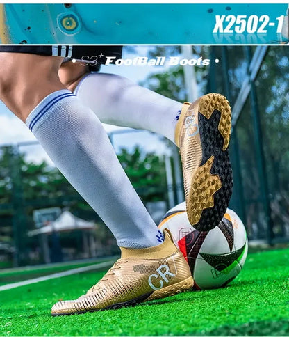 Ghete de fotbal pentru copii cu vârf anti-coliziune, închidere cu șireturi, crampoane scurte antiderapante, rezistente la uzură și respirabile, pentru joc pe iarbă în aer liber