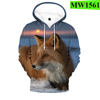 Sudaderas con capucha y sudaderas casuales con estampado 3D de zorro, cómodas y originales, estilo hip hop popular, para hombre/mujer y adulto/niño