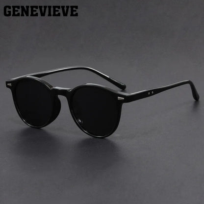 GENEVIEVE Simple Geometric Round Frame Design Women Men Polarized Sunglasses UV Protection Customizable Prescription 1080