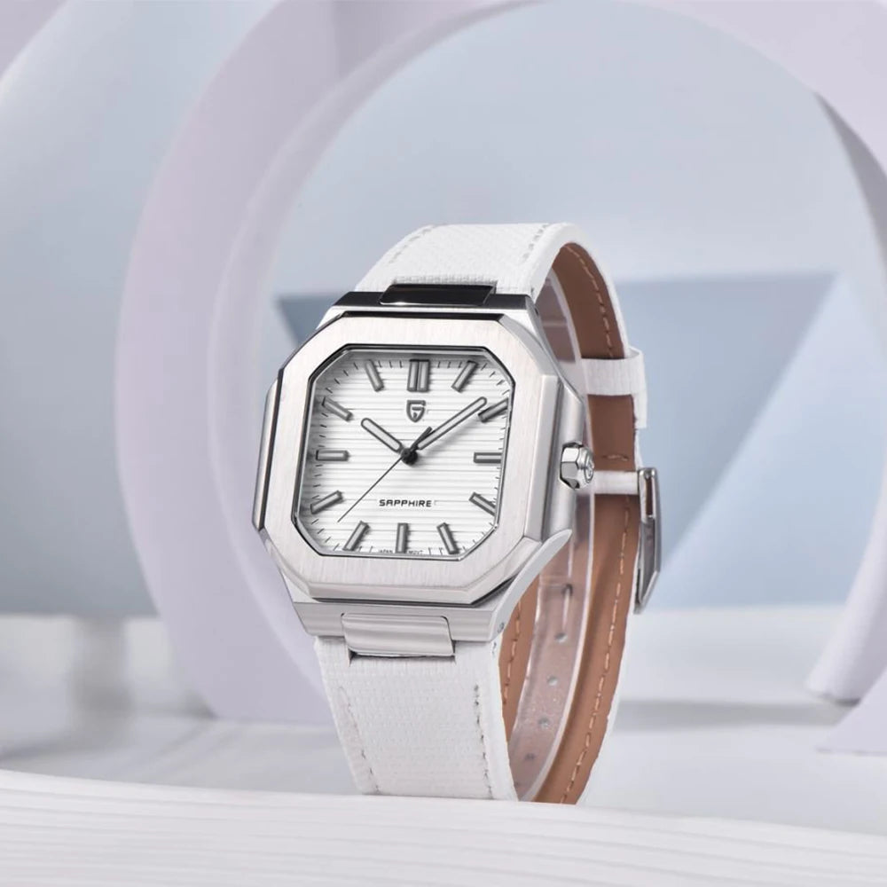 Nuovo orologio di lusso quadrato PAGANI DESIGN 2026 da uomo al quarzo, vetro zaffiro AR, movimento giapponese, luminoso, in acciaio 316L all steel