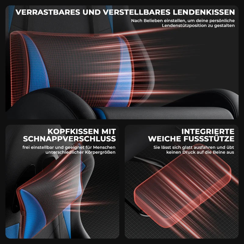 Ergonomic Gaming Chair with Lumbar Support & Headrest, Adjustable Office Desk Chair, 360° Swivel Computer Chair with Breathable Fabric