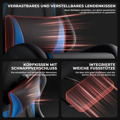 Ergonomic Gaming Chair with Lumbar Support & Headrest, Adjustable Office Desk Chair, 360° Swivel Computer Chair with Breathable Fabric