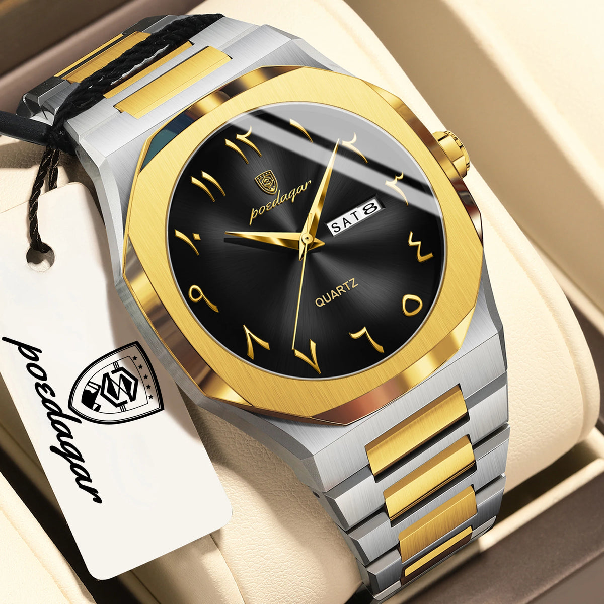 POEDAGAR mode luxe hommes montre à Quartz étanche en acier inoxydable mâle montre semaine Date affaires montres pour hommes Reloj Hombre
