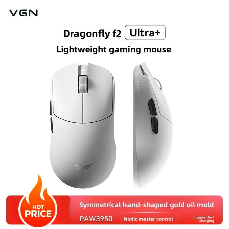 Ratón gaming esports VGN Dragonfly F2 ProMax/Ultra 42000DPI 0.125ms para CSGO, baja latencia, con cable/inalámbrico, doble 8K, 3 modos, PAW3395/3950