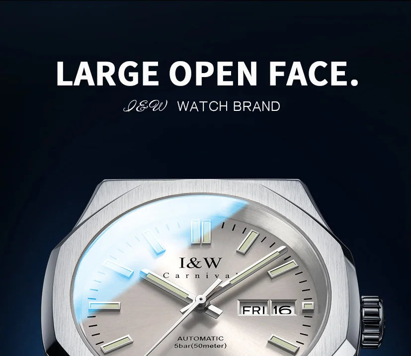 CARNIVAL Mens Mechanical Watch Brand Luxury Sapphire NH36 Movement Automatic Wrist Watches 50m Waterproof for Men Reloj Hombre