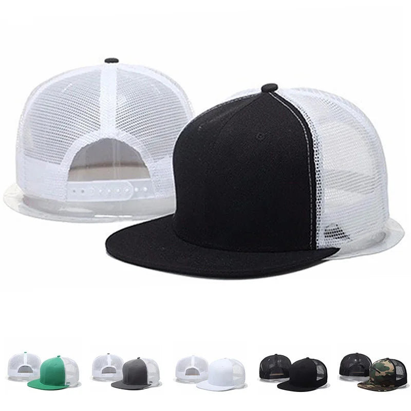 Herre-kasketter, flad hat, hiphop-snapback, fancy nitte-baseballkasket, street dance-kasket, trendy mesh-visir, unge drenge og piger