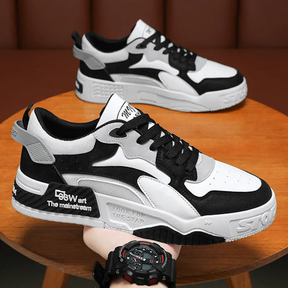 Pantofi sport noi de toamnă pentru bărbați, pantofi confortabili cu platformă pentru bărbați, tendință 2023, pantofi vulcanizați cu șireturi, sneakers casual albi, zapatillas