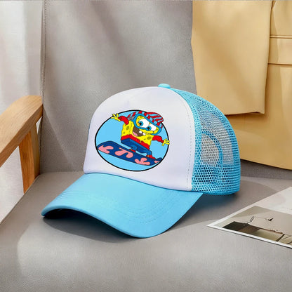 Cute SpongeBobs Baseball Cap Movie Cartoon Round Role Boy Girl Kids Adult Sport Casual Sunshade Adjustable Anime Peaked Mesh Hat