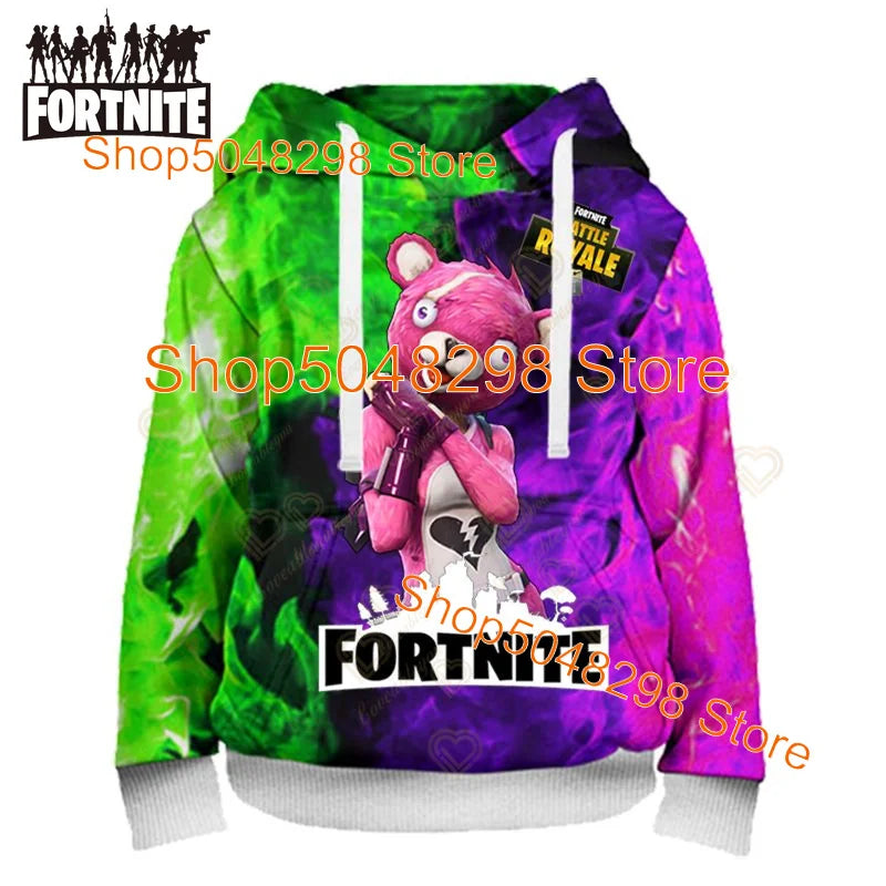 Fortnite Hoodies Pullover Sweatshirt Victory Royale 3D Hoodies Streetwear Hooded Tops for Kids Birthday Gifts