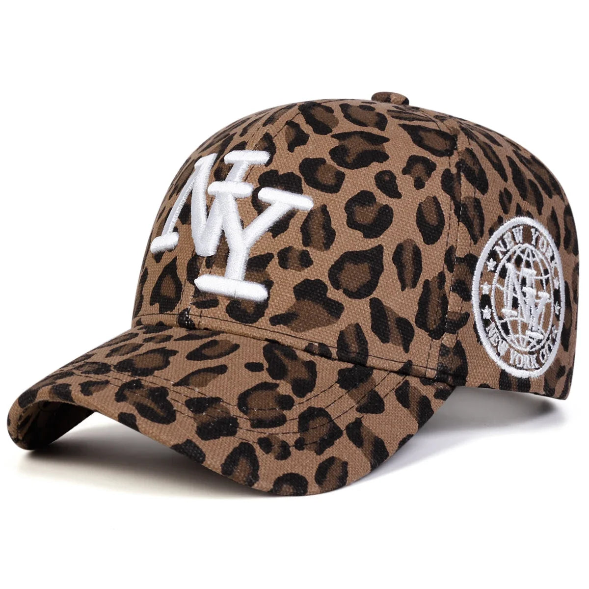 Unisex NY betűs hímzésű, leopárdmintás baseball sapka, tavaszi-őszi, szabadtéri, állítható, alkalmi sapka, napvédő sapka, sportsapka