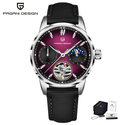 PAGANI DESIGN 41mm Men’s Luxury Mechanical Watch  Sapphire Crystal, Leather Strap & Waterproof