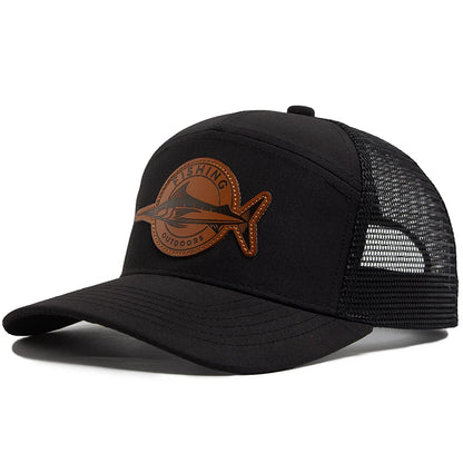 Shark Leather Label férfi baseball sapka, alkalmi, 7 panelos stílusú trucker sapka, divatos hiphop hálós sapka, nyári női napellenzős sapka, unisex