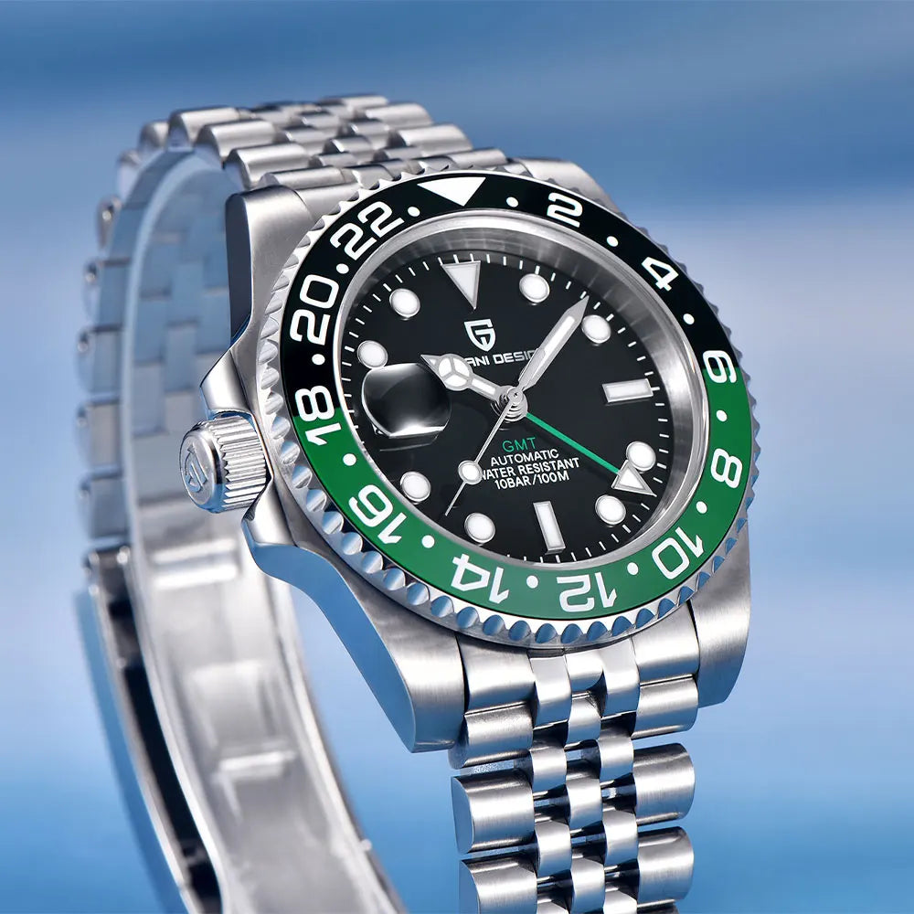 GMT Wristwatch PAGANI DESIGN Automatic Watch 40mm Mens Watch Top Brand Mechanical Watch 100M Waterproof Luminous Watches PD-1662