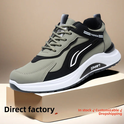 Modne męskie buty sportowe w koreańskim stylu, sznurowane, casualowe, do biegania, wygodne, oddychające, z grubą podeszwą