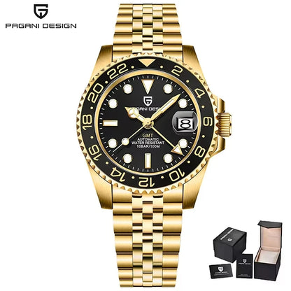 GMT Wristwatch PAGANI DESIGN Automatic Watch 40mm Mens Watch Top Brand Mechanical Watch 100M Waterproof Luminous Watches PD-1662