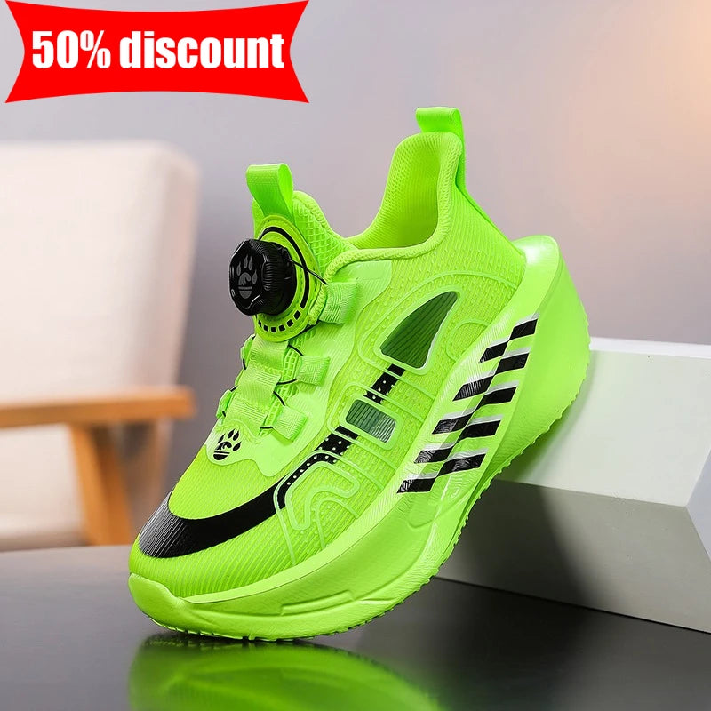 Childrens Running Shoes Comfortable Mesh Boys Outdoor Training Shock-absorbing Tennis Shoes New Hollow Breathable Casual Shoes