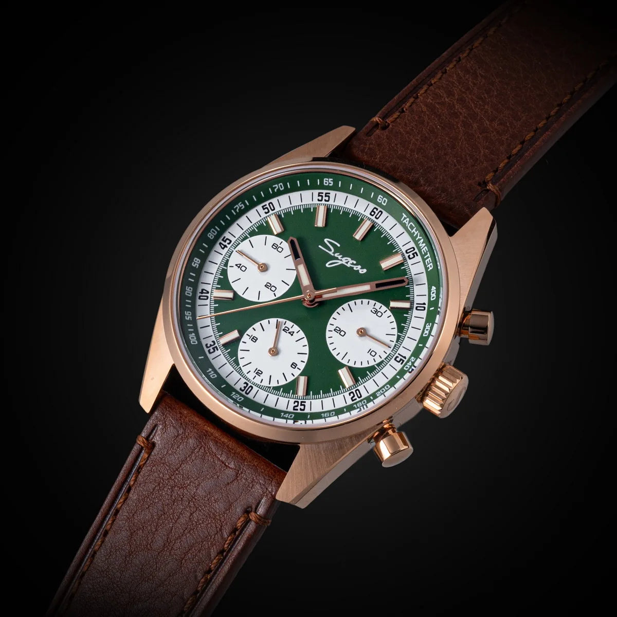 Sugess Mens Watch 38mm Chronograph Mechanical Wristwatches Tianjin Gooseneck Movement Sapphire Crystal Roulette Dial S465 new