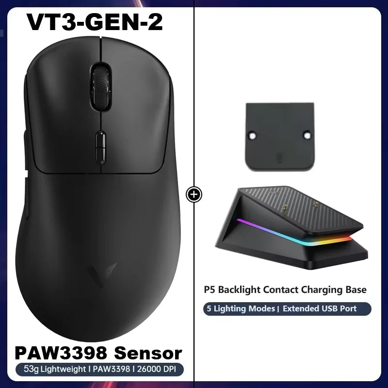 Rapoo VT3Pro GEN-1 Wireless Gaming Mouse 59g Lightweight 8KHz Polling Rate 26000DPI 9 Programmable Buttons Optical Sensor