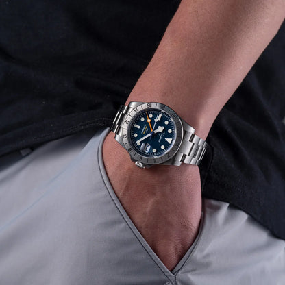SEESTERN GMT Retro Watch for Men NH34 Automatic Movement Mechanical Wristwatches Sapphire Crystal Fine-tuning Pull Button S436