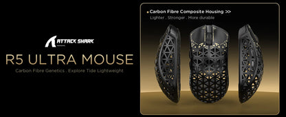ATTACK SHARK R5 Ultra 8K Carbon Fiber Wireless Gaming Mouse with 42000 DPI-PAW3950 MAX Sensor -39g Ultra-Lightweight for Win/Mac