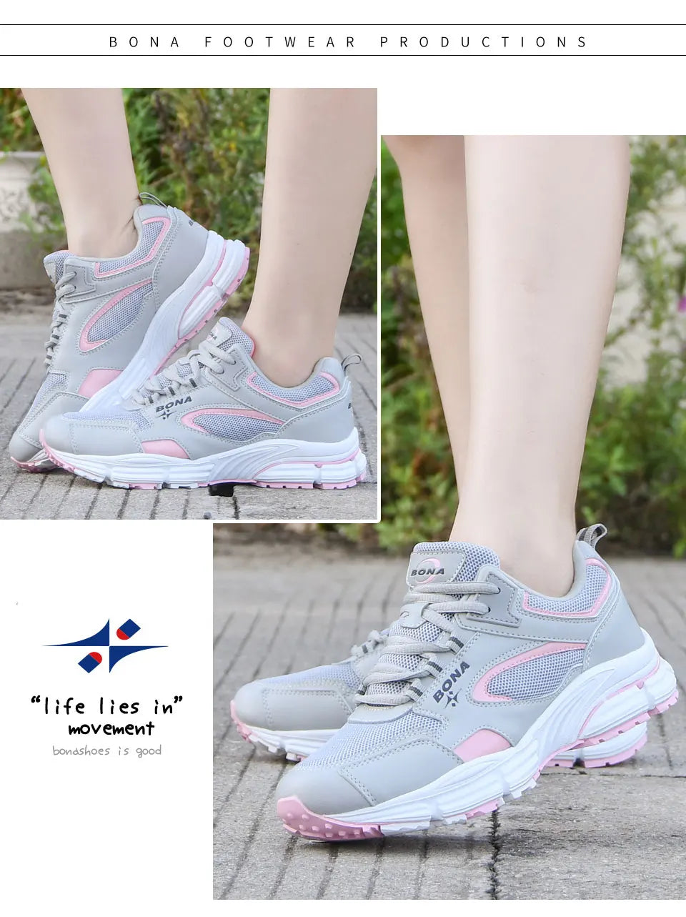 BONA New Designers Laufschuhe – Atmungsaktive Outdoor-Sportschuhe für Damen – Leichte Sneaker – Bequeme Sportschuhe für Damen