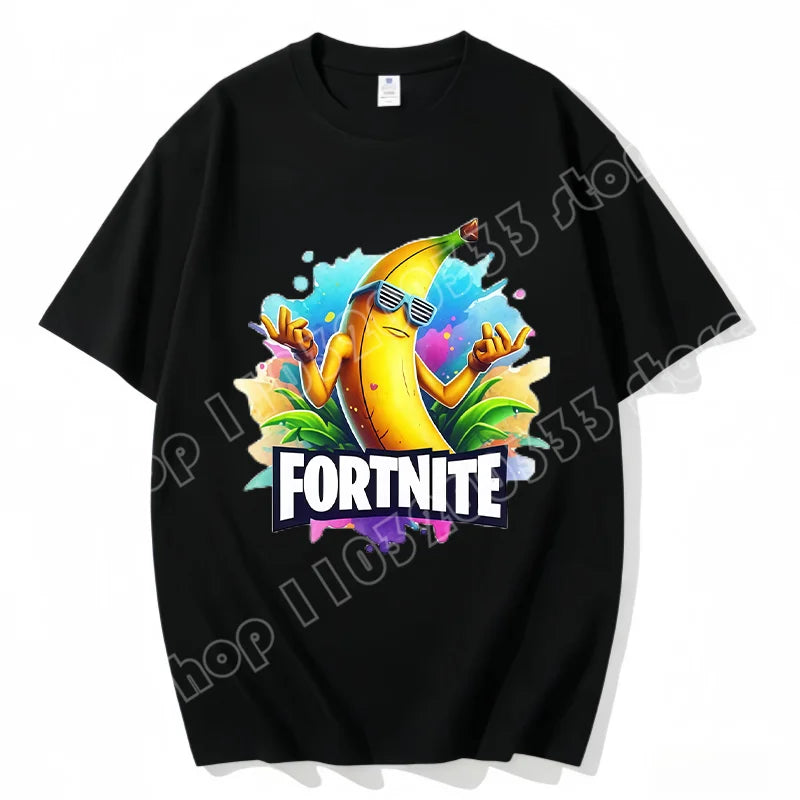Fortnite Rundhals-T-Shirt für Erwachsene, unisex, Gaming-Dance-Mode, neu, aus reiner Baumwolle, kurzärmeliges Oberteil, perfekt für Freizeit und Urlaub