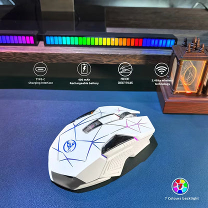 Wireless Gaming Mouse 2.4G Colorful Breathing Light Instant Response No Tangled Cables Work with Gaming Switch